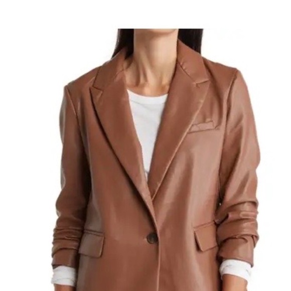 Sebby Jackets & Blazers - Sebby Faux Leather One-Button Peak Lapel Blazer